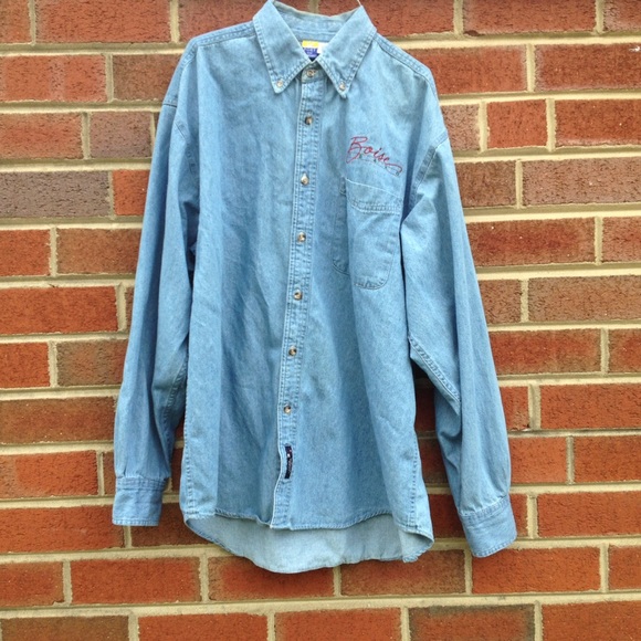 blue jean long sleeve shirt
